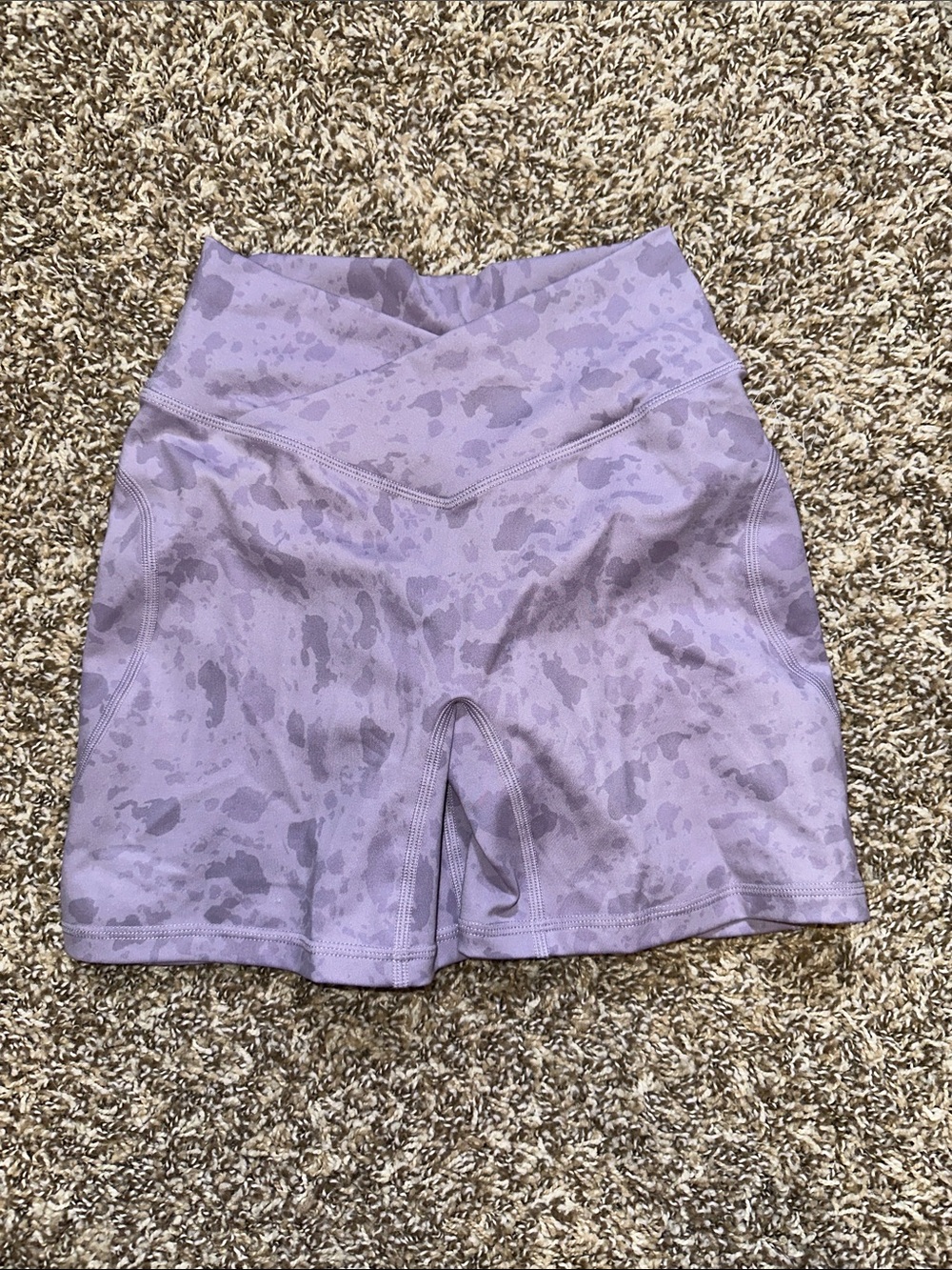 Alphalete Lavender Camo High-Waist Bike Shorts